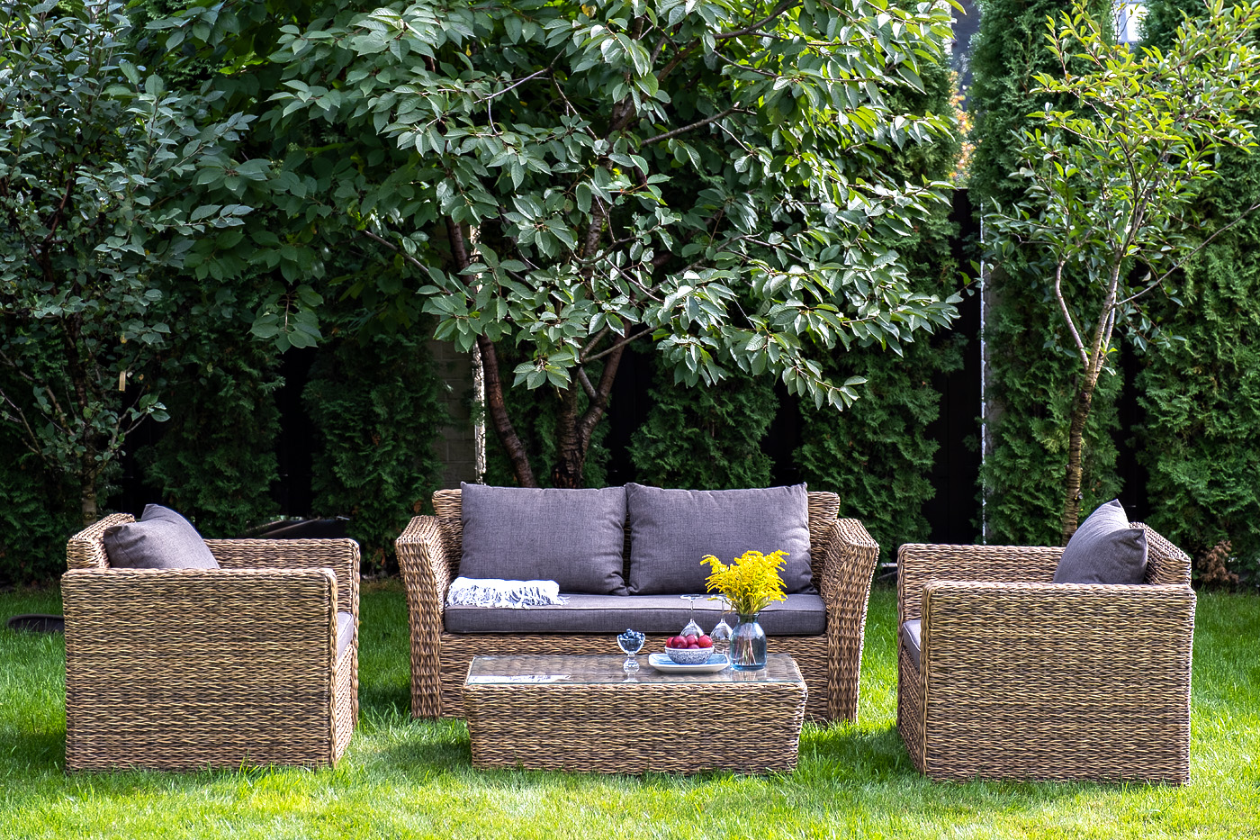 "Капуто" диван из искусственного ротанга (гиацинт) двухместный, цвет соломенный