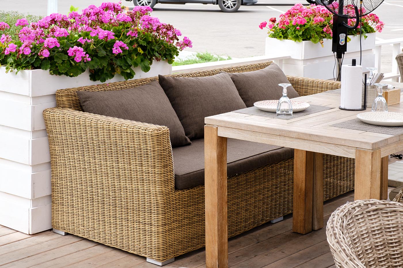 "Капуто" диван из искусственного ротанга трехместный, цвет соломенный