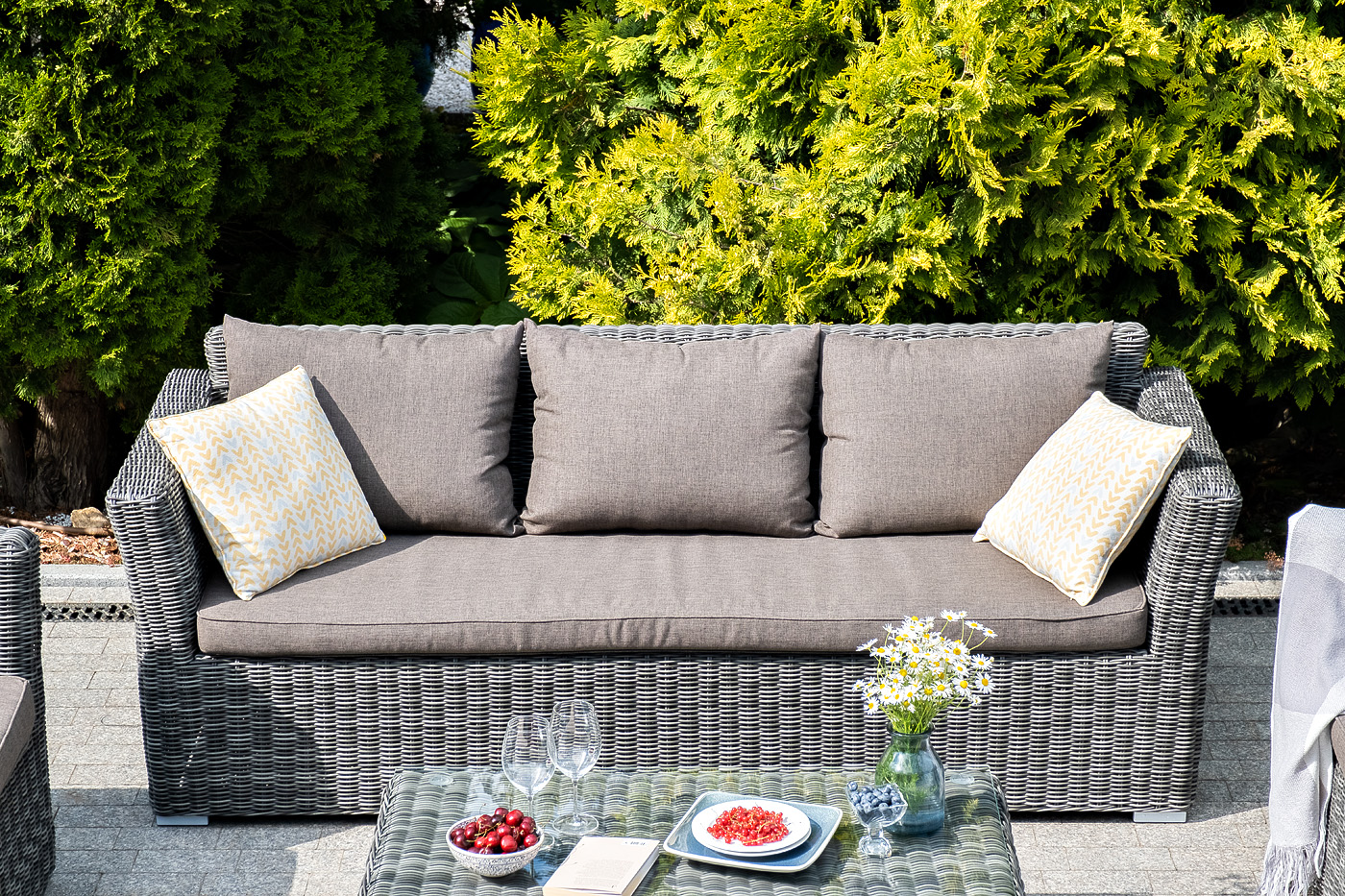 "Капуто" диван из искусственного ротанга трехместный, цвет графит