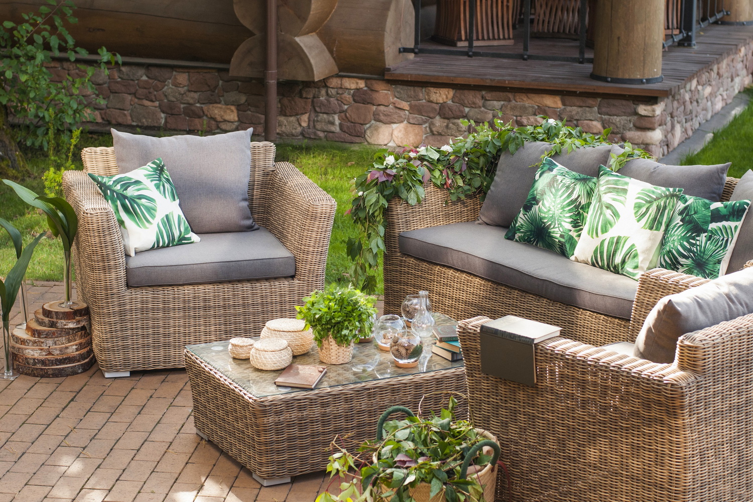 "Капуто" лаунж-зона из искусственного ротанга, цвет соломенный