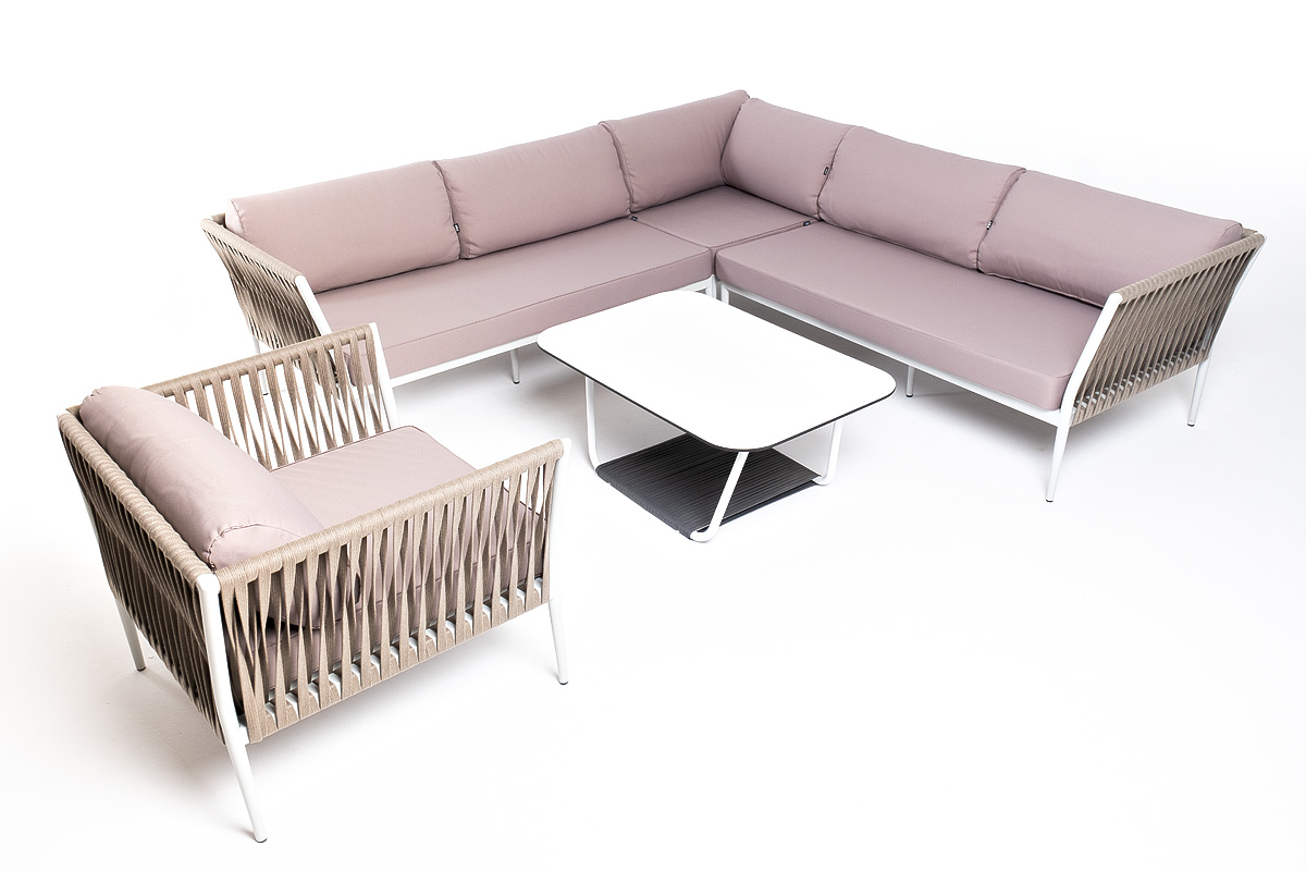 "Калабрия" модульная лаунж-зона из роупа (веревки), каркас из алюминия