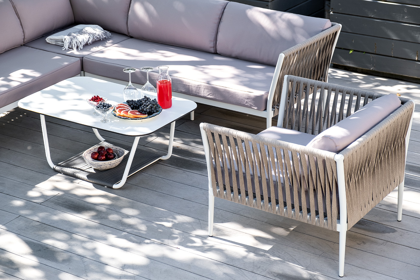 "Калабрия" модульная лаунж-зона из роупа (веревки), каркас из алюминия