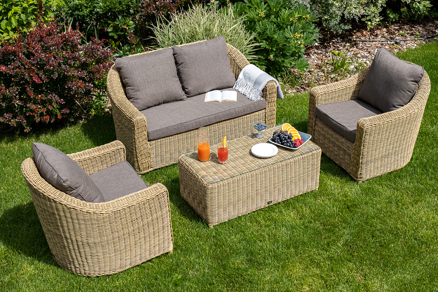 "Кон Панна" лаунж-зона из искусственного ротанга, цвет соломенный