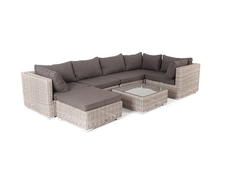 "Лунджи" трансформирующаяся лаунж-зона из искусственного ротанга, цвет бежевый