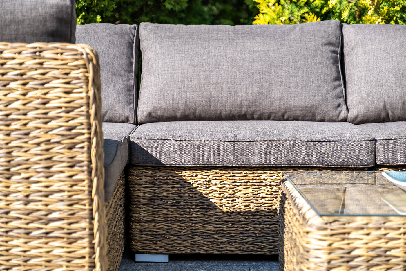 "Лунджи" трансформирующийся диван из искусственного ротанга (гиацинт), цвет соломенный