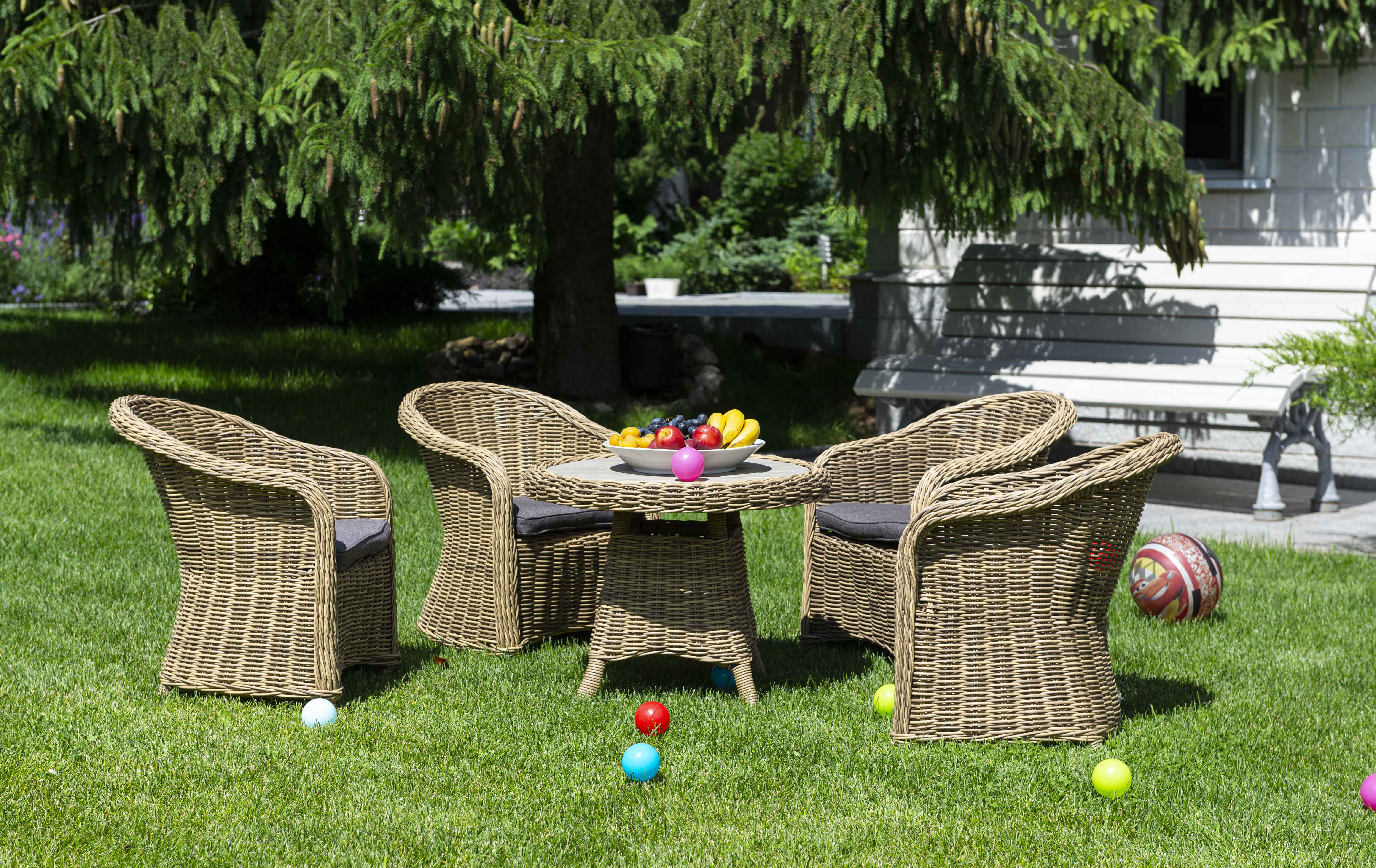 "Равенс" кофейный стол из искусственного ротанга, цвет соломенный